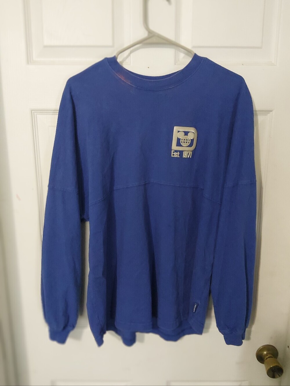 Blue Long Sleeve Graphic Tee with Chest Logo